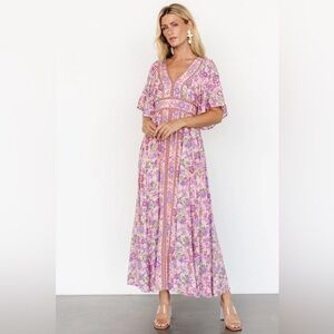 BALTIC BORN Size Large Elissa Maxi Dress Pink Multi Floral
